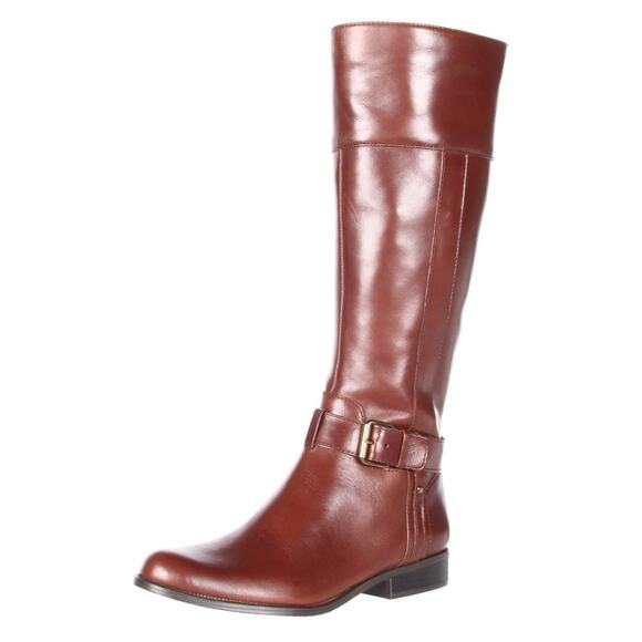 Anne Klein Women 'Costaro' Riding Boot Brown Leather, US 9.5 Wide Calf - Picture 1 of 8